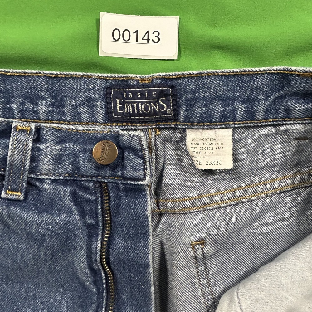 Vintage Basic Editions High Waisted Relaxed Straight Leg Jeans 33x32 Medium Wash